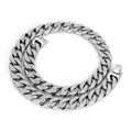 Détail de la chaîne à maillons cubains argentés sertis de strass brillants style hip hop - Argent 50cm