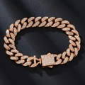 Bracciale cubano hip hop in oro rosa con micro cristalli e chiusura a cassetta - Oro Rosa 18CM