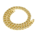 Collier chaîne cubaine dorée 14mm orné de strass brillants dans le style hip hop - Or-50cm