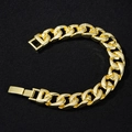 Bracelet cubain doré 14mm hip hop avec finition texturée et fermoir pliant robuste - Or 18CM