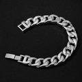 Bracelet gourmette punk argenté 14mm avec finition texturée et fermoir en métal - Argent 18cm
