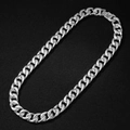 Grosse chaîne cubaine argentée de 14mm avec finition texturée et fermoir de sécurité - Argent 45cm