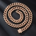 Collana a maglia cubana classica da 13 mm in oro rosa con chiusura a scatto quadrata - Oro Rosa 45CM