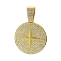 Hüfthoher Gold-Medaillon-Anhänger mit Mikropflaster-Kristallen an Hip-Hop Panzerkette - Gold (Nur Anhänger)