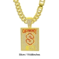 50cm gold Cuban link chain with iced out Cash Money pendant and red dollar sign - 50cm / Gold Red Enamel With 50cm Cuban Chain