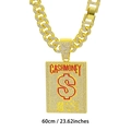 Golden 60cm Cuban chain with a crystal encrusted Cash Money dollar sign pendant - 60CM / Gold Red Enamel With 60cm Cuban Chain