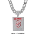 Silver iced out Cuban chain with 60cm length and red Cash Money dollar sign pendant - 50cm / Silver Red Enamel With 50cm Cuban Chain