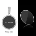Detailed view of large round hip-hop alloy pendant with stones and a high-clear cover - Silver Large