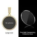 Macro shot of large golden DIY photo pendant with crystals and high-transparency cover - Gold Large