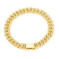 Luxuriöses vergoldetes 9mm Panzerarmband mit Strassbesatz für Damen und Herren im Hip-Hop-Stil - 18cm / Gold