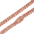 Makroansicht der roségoldenen Panzerkette mit strukturiertem Sicherheitsverschluss - 45cm / Roségold