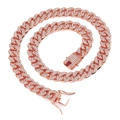 Makroaufnahme der 13mm Roségold-Panzerkette mit Strassbesatz und Kastenverschluss - 50cm / Roségold