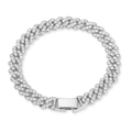 Silbernes 9mm Kuba-Gliederkettenarmband mit Eiskristallen und rechteckigem Verschluss - 18cm / Silber