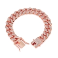 Klassisches 13mm Panzerarmband in Roségold mit funkelnder Iced Out Kristallbesatz - 25cm / Roségold