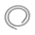 Detail of 7mm silver stainless steel Cuban link chain with a secure lobster clasp - Silver