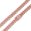 Classic 13mm Cuban link bracelet in rose gold finish with full rhinestone inlay - 40CM / Rose Gold