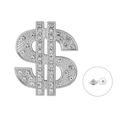 Detailed macro of silver dollar sign accessory with crystal rhinestones and screw - Silver Style With Screws