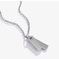 Collar minimalista de acero de titanio plateado con doble colgante rectangular para hombre - 70cm