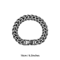 Herren Cuban Link Armband in Gunmetal Grey 16cm mit weißen Schmucksteinen - Schmuckschnalle / 16cm / Gunmetal