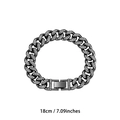 Dunkles Gunmetal-Panzerarmband mit funkelnden Strasssteinen in 18 cm Länge - Schmuckschnalle / 18cm / Gunmetal