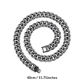 Gunmetal-Cuban-Gliederkette mit weißen Strasssteinen, 40 cm Länge, trendiger Hip-Hop-Stil - Schmuckschnalle / 40CM / Gunmetal