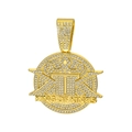 Detailed view of gold King of Kings hip hop pendant with white iced-out zircons - Pendant Only (Without Chain) / Gold