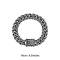 Schwarzes Panzerarmband mit funkelnden Strasssteinen, Gunmetal-Optik, 16cm Länge - Drachenbart-Schnalle / 16cm / Gunmetal