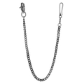 Catena da portafoglio in argento vintage con chiusura a teschio e maglie piatte cubane - Argento Antico