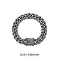 Dunkles Panzerarmband mit weißen Kristallen und quadratischem Verschluss, Länge 23cm - Drachenbart-Schnalle / 18cm / Gunmetal