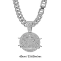 Iced out silver King of Kings pendant with 60cm Cuban link chain for hip-hop style - Silver with 50cm Cuban Chain