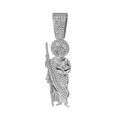 Zilveren religieuze Sint Judas hanger met micro-pave kristallen voor hiphopketting - Sint-Judas Portret Hanger (DZ24053) / Alleen Hanger (Zonder Ketting) (Witte Strass) / Zilver