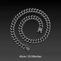65cm Gunmetal Kubanische Kette mit weißen Strasssteinen für Hip Hop Streetstyle - Drachenbart-Schnalle / 65cm / Gunmetal