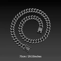 75cm Gunmetal Cuban Link Kette mit Kristallen besetzt für Herren im Hip-Hop-Stil - Drachenbart-Schnalle / 75cm / Gunmetal