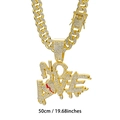 Collana cubana dorata 50cm con pendente NO LOVE cuore spezzato e zirconi lucidi - Catena Cubana 50cm / Oro