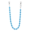 Blue skull beaded jeans chain with matte finish and silver lobster clasps for hip-hop style - Sky Blue