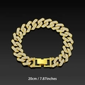14mm vergoldetes Kuba-Gliederkettenarmband mit Strasssteinen in 20cm Länge - Gold 18CM