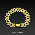 20cm Iced-out Panzerarmband mit 15mm breiten Diamantgliedern in Gold-Optik - 18cm / Gold
