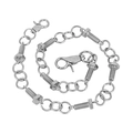 Punk style single layer metal waist chain with industrial screw charms and lobster clasps - Silver