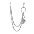 Chaîne de pantalon argentée à trois couches avec pendentif fantôme glacé et yeux bleus - Ensemble Chaîne de Pantalon Porte-clés Style B