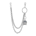 Détail de la chaîne de pantalon argentée à double couche avec pendentif fantôme en cristal - Ensemble Chaîne de Pantalon Porte-clés Style C