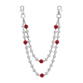 Catena da vita a doppio strato stile hip hop con sfere di cristallo rosse e bianche da 14mm - Rosso
