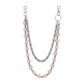 Detail of pink cheese-style cube beads on a double-layer silver metal pants chain - Light Pink