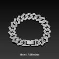 Iced-out Silbernes Panzerarmband mit Zirkonia und 18cm Längenanzeige für Herren - 18cm / Silber