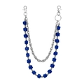 Punk style double layer waist chain with blue dice cubes and silver metal links - Blue
