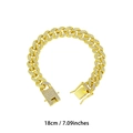 Vergulde 12mm Cubaanse schakelarmband van 18cm met volledig bezette glanzende strass - 18cm / Goud