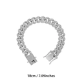 Zilveren 12mm Cubaanse schakelarmband met diamanten en veiligheidssluiting, 18cm lang - 18cm / Zilver