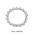 Funkelndes silbernes Herz-Armband mit Zirkoniasteinen und Schnappverschluss 18cm Länge - 18cm / Silber