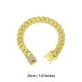 Vergulde 12mm Cubaanse schakelarmband met heldere strassteentjes van 20cm - 20cm / Goud