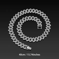 Silberne 40cm Cuban Link Kette mit 15mm Breite und hochdichtem Strassstein-Besatz - 40CM / Silber