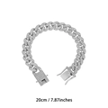 Zilveren 12mm Cubaanse schakelarmband met strass-steentjes en baksluiting, 20cm lang - 20cm / Zilver